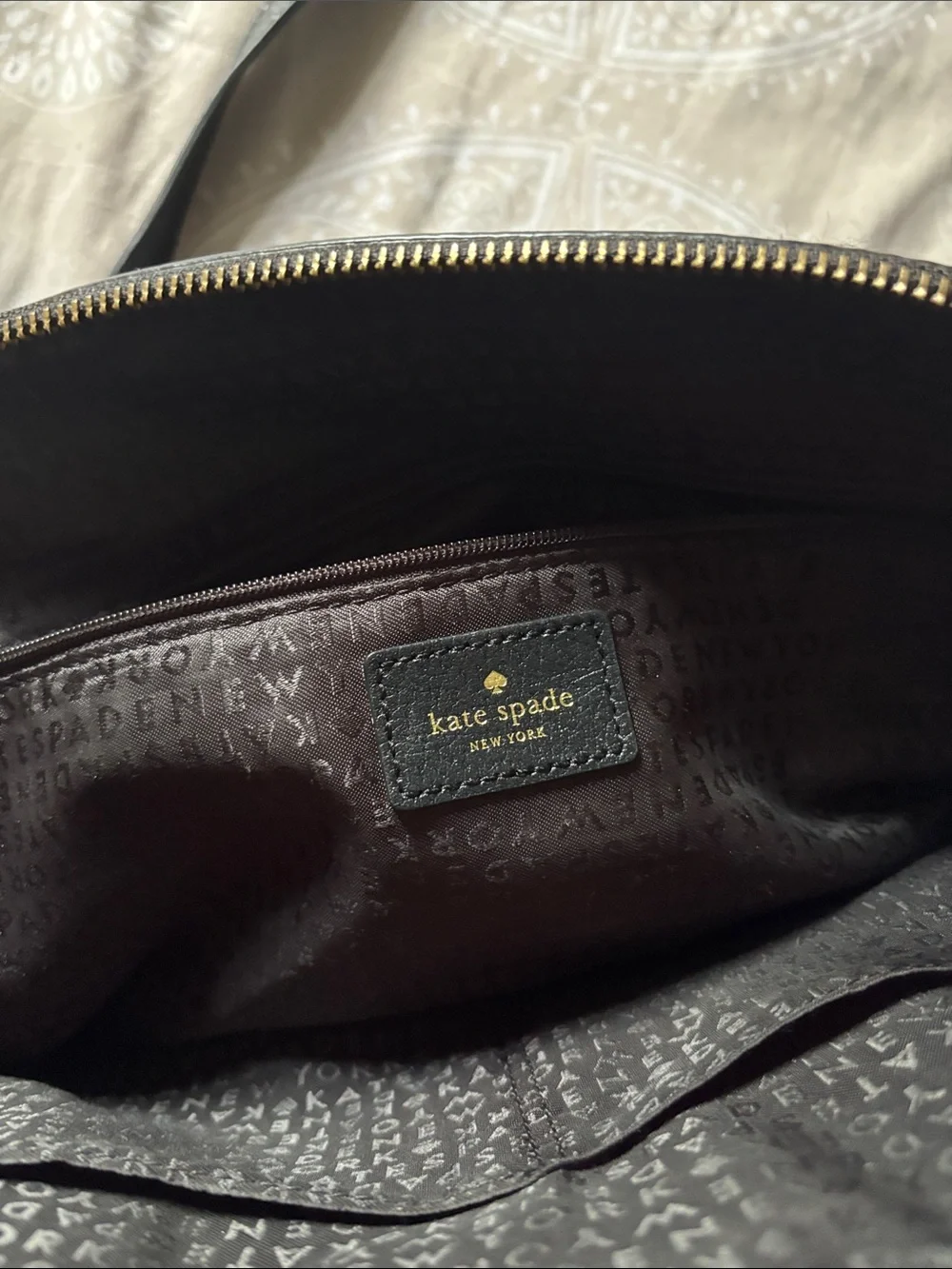 kate spade Black Pebbled Leather Satchel with Gold Hardware